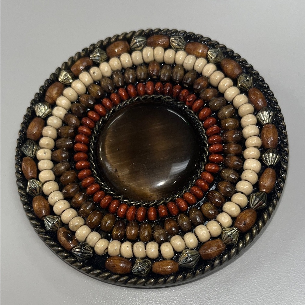 Source Unknown Multicolor Earthy Beaded Belt Buck… - image 1